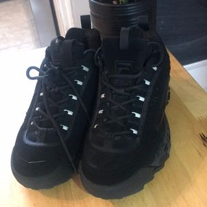 Black Suede Filas Women Shoes
